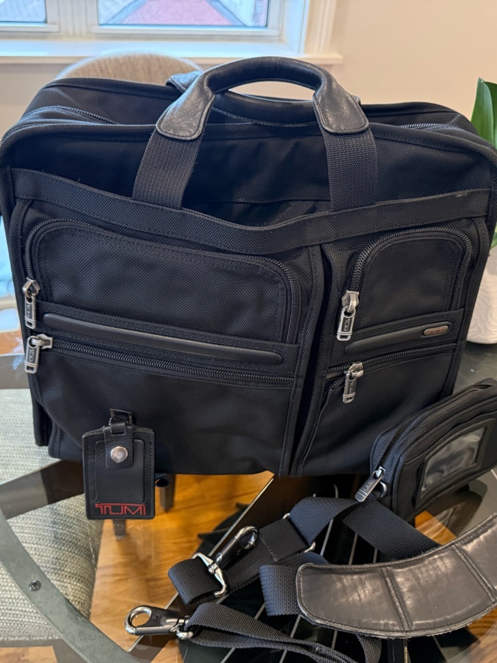 Tumi Black Nylon Laptop Briefcase with Multiple Front Pockets